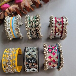Beautiful Mirror Kaudi Adjustable Kada Bangle