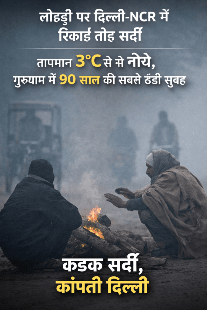 Delhi Weather News: लोहड़ी पर टूटा सर्दी का रिकॉर्ड, गुरुग्राम में 90 साल की सबसे ठंडी सुबह