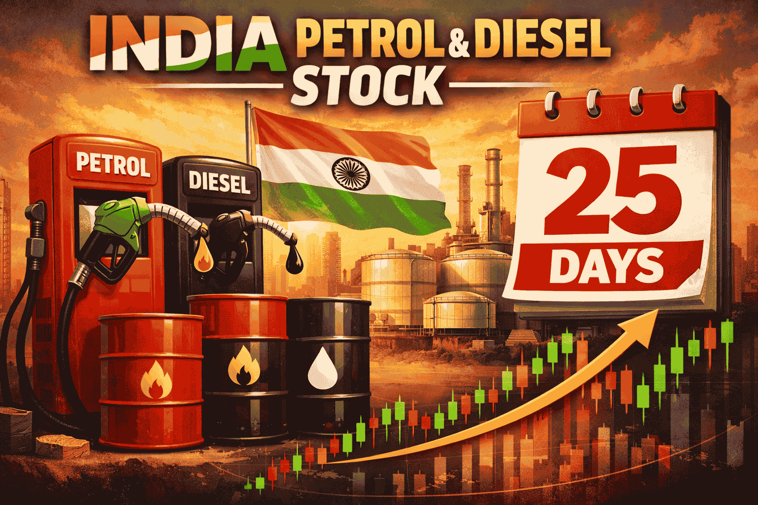 India petrol diesel stock 25 days