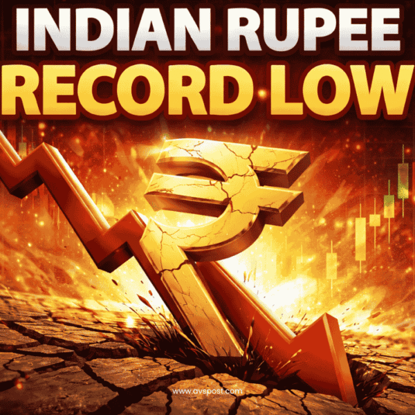 Indian rupee record low of 93.94 against the US Dollar amid Middle East tensions.