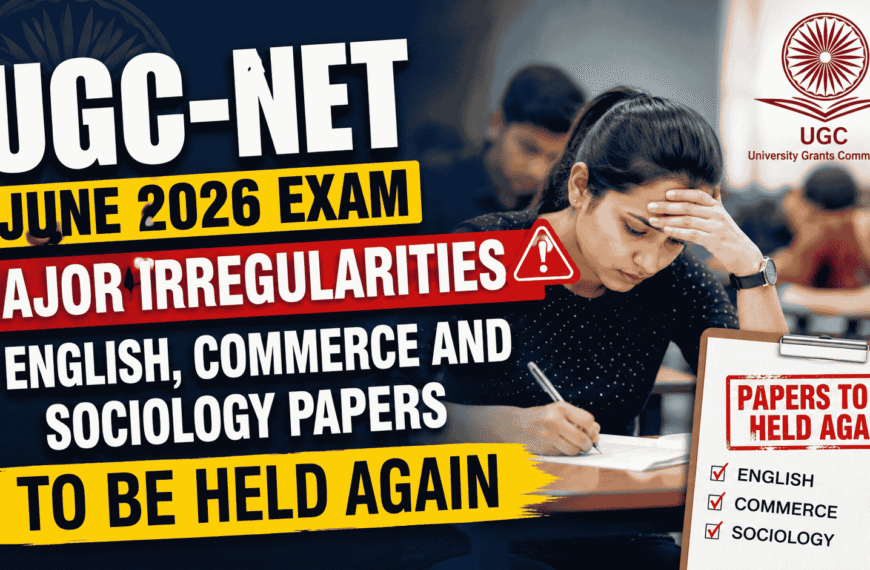 UGC-NET June 2026 Exam : Major Irregularities – English, Commerce and Sociology Papers to Be Held Again