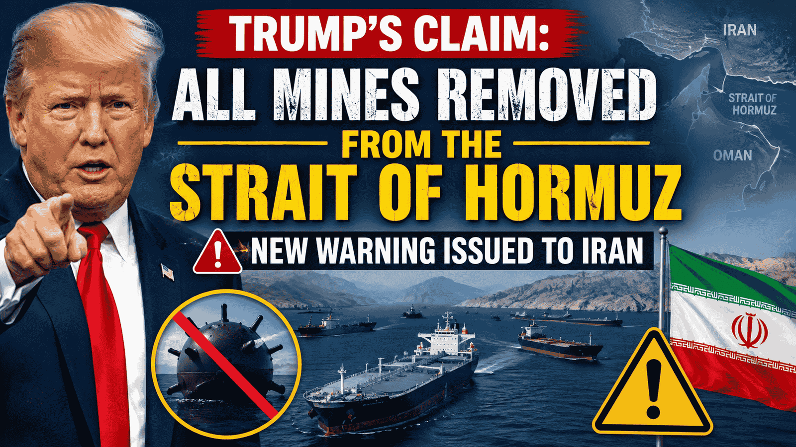 Strait of Hormuz Mines : Trump Claims All Mines Removed, Issues Fresh Warning to Iran